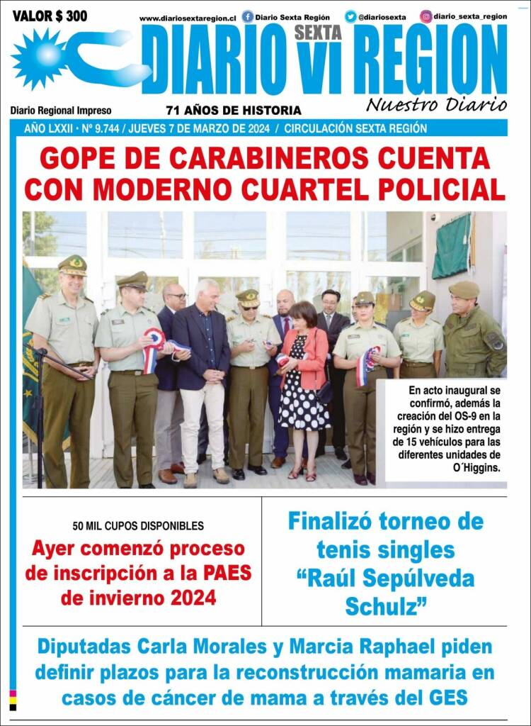 Portada de Diario VI Región (Chile)