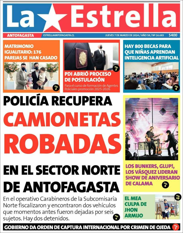 Portada de La Estrella del Norte (Chile)