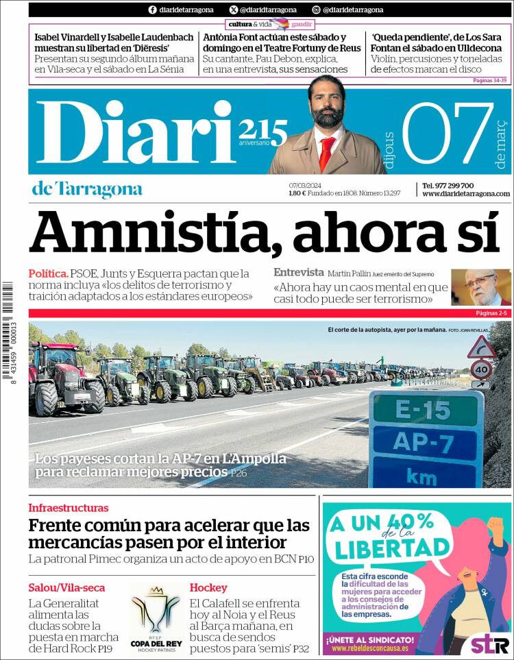 Portada de Diari de Tarragona (España)