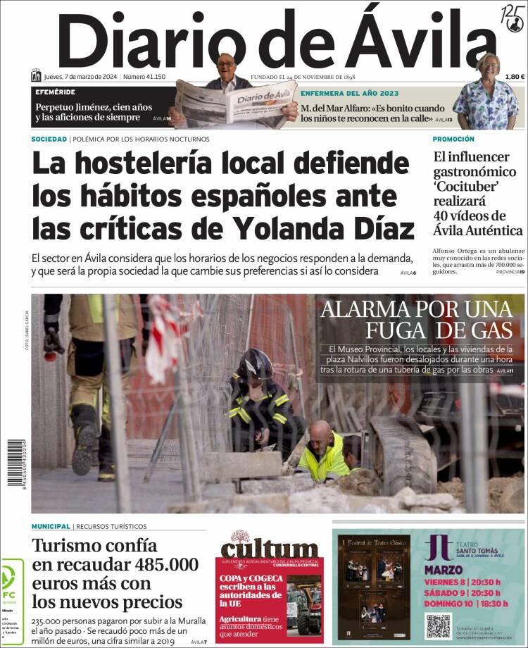 Portada de Diario de Ávila (España)