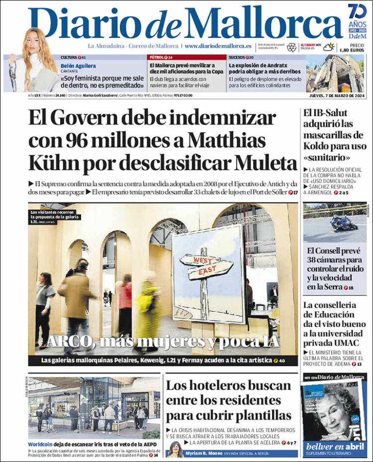 Portada de Diario de Mallorca (España)