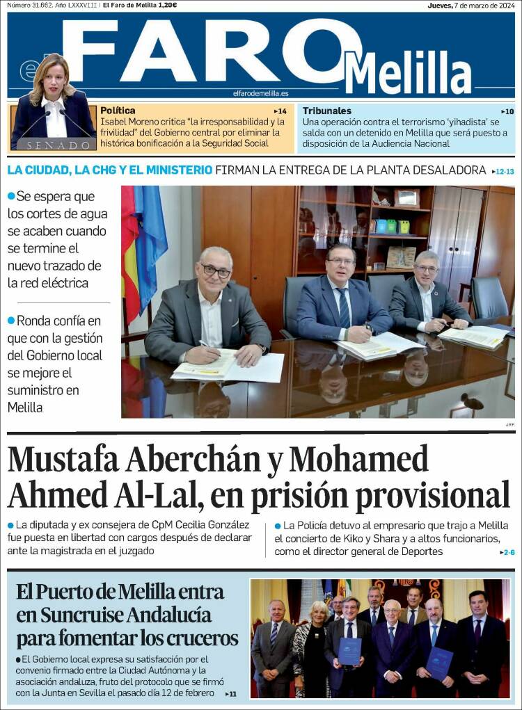 Portada de El Faro de Melilla (España)