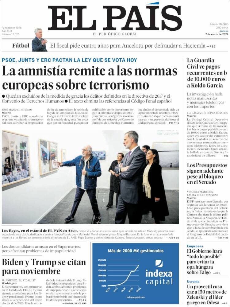 Portada de El País (España)