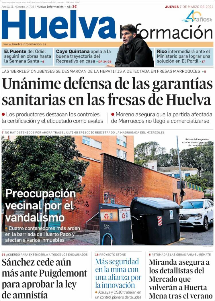 Portada de Huelva Información (España)