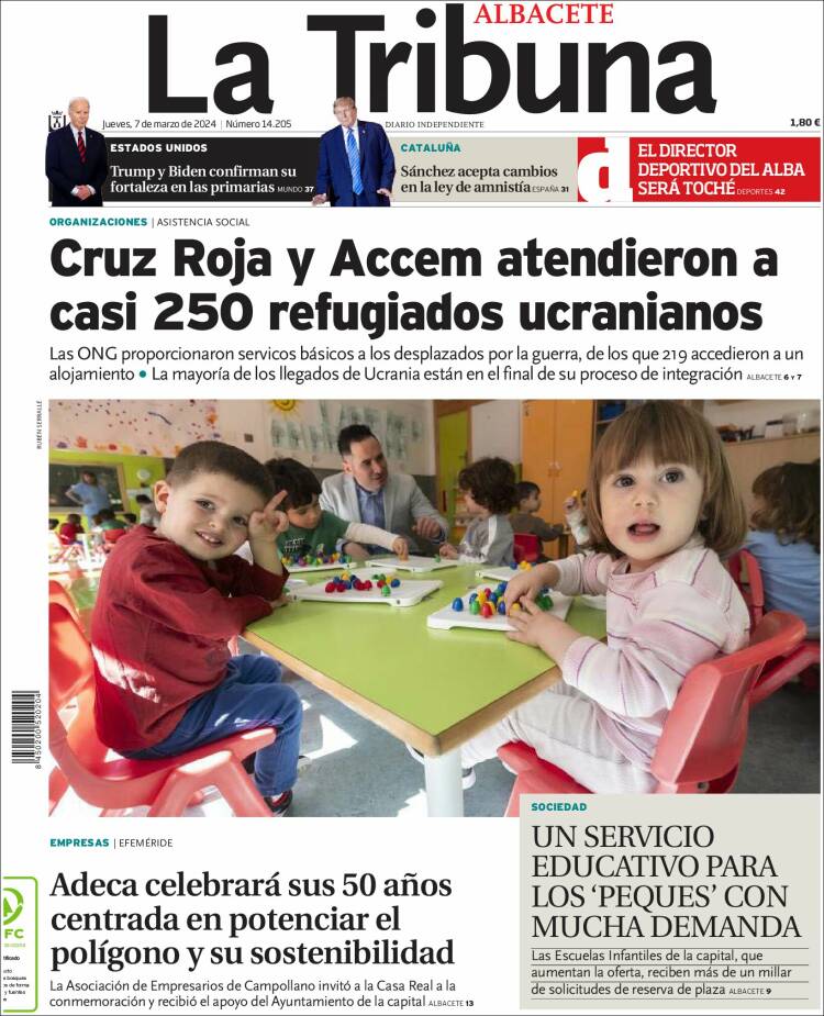 Portada de La Tribuna de Albacete (España)