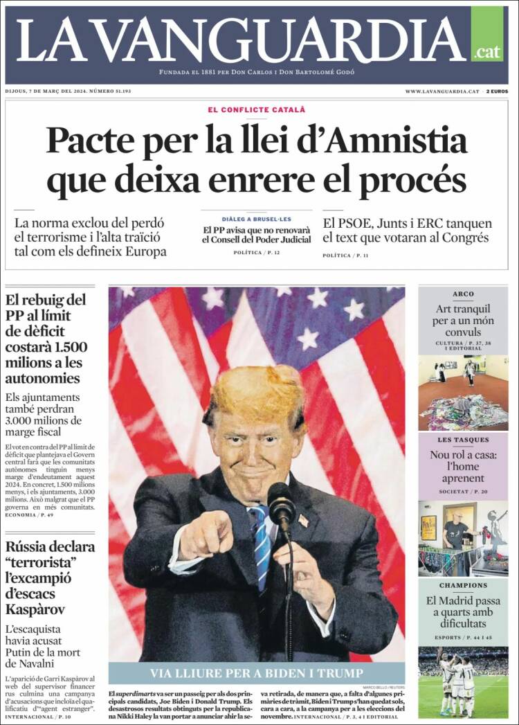 Portada de La Vanguardia (España)