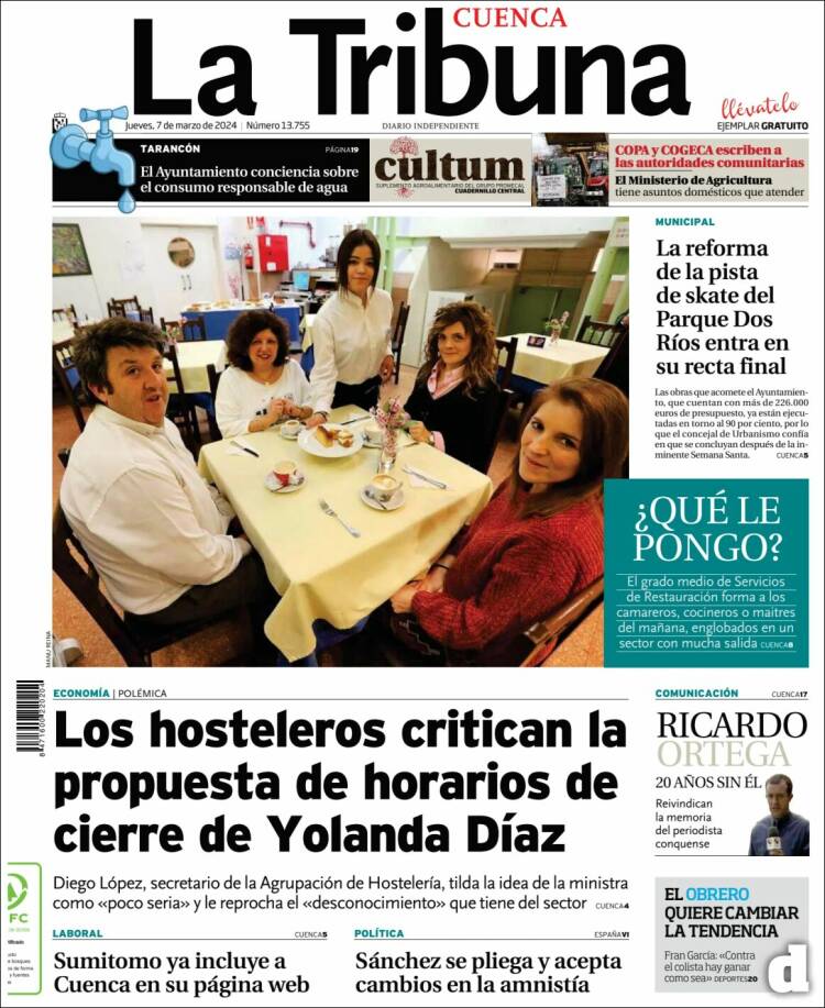 Portada de La Tribuna de Cuenca (España)