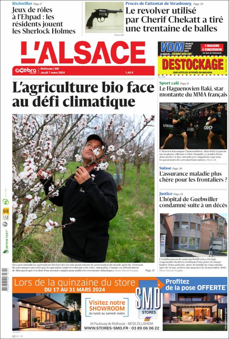 Portada de Journal L'Alsace (Francia)