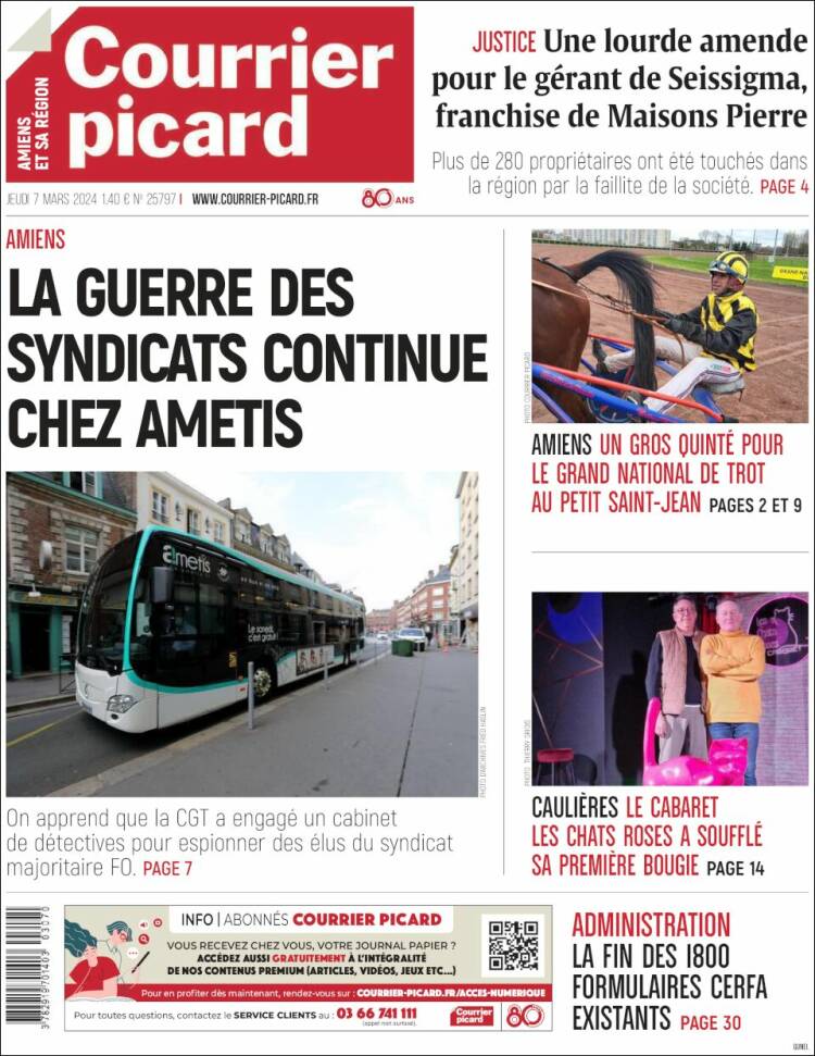 Portada de Courrier Picard (Francia)