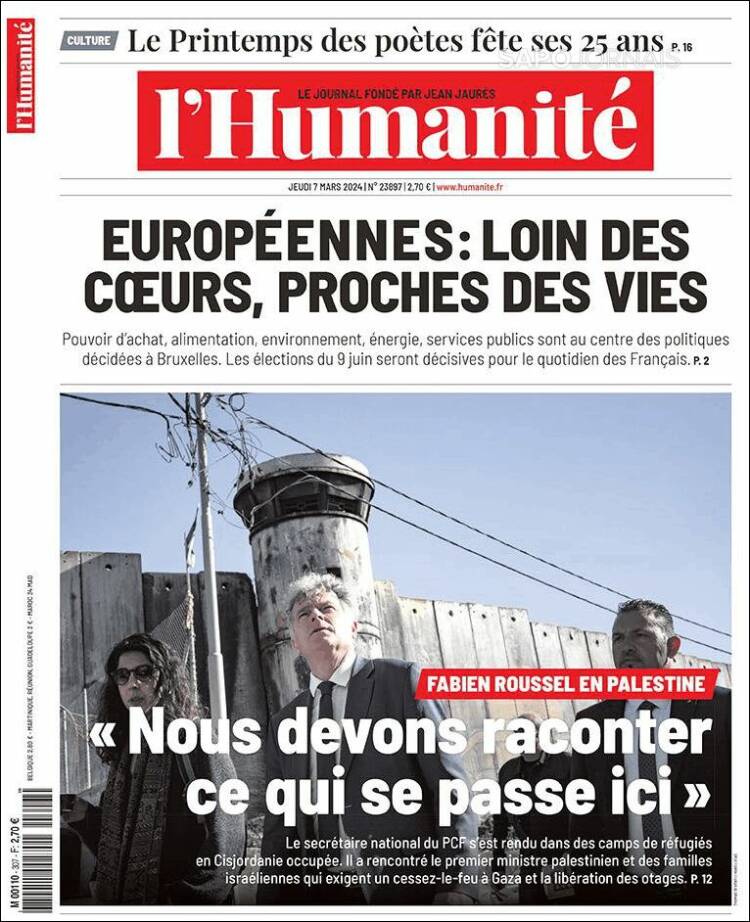 Portada de l'Humanite (Francia)