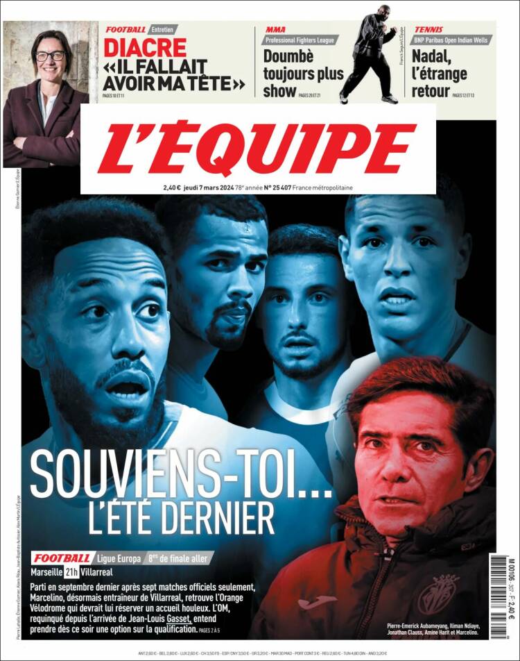 Portada de L'Equipe (Francia)