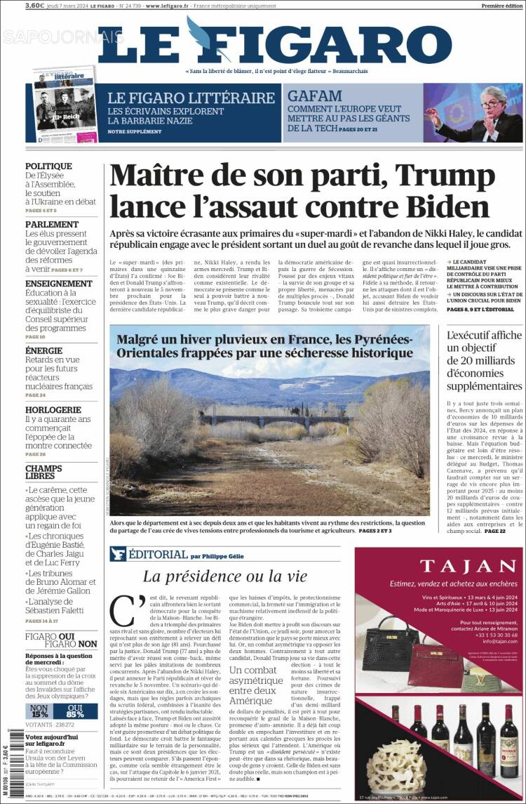 Portada de Le Figaro (Francia)