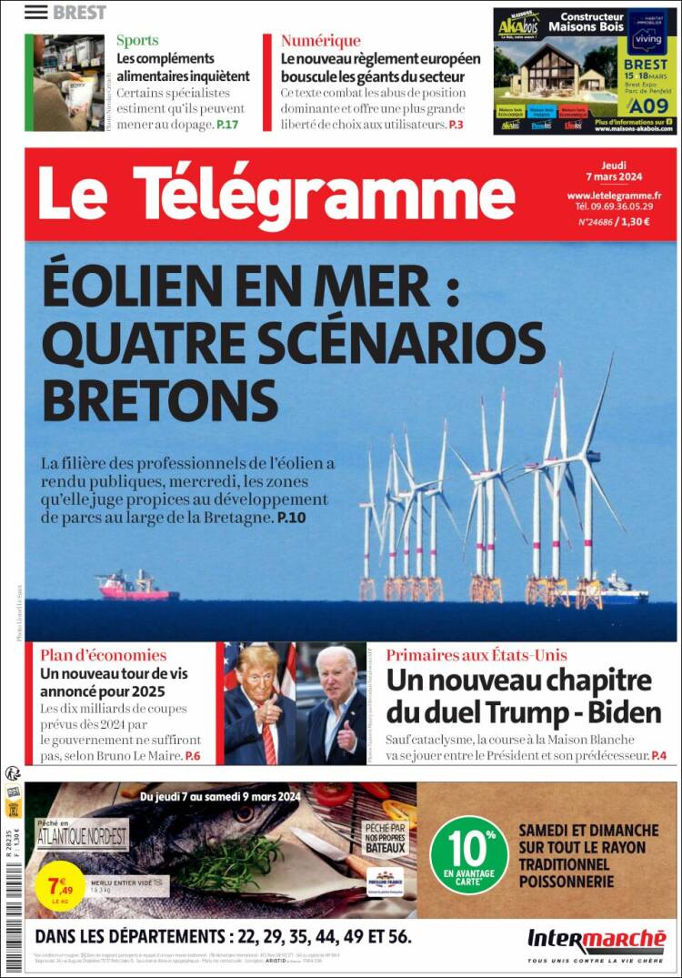 Portada de Télégramme (Francia)