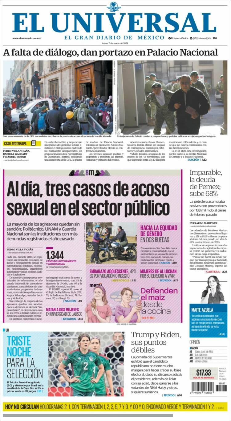 Portada de El Universal (México)