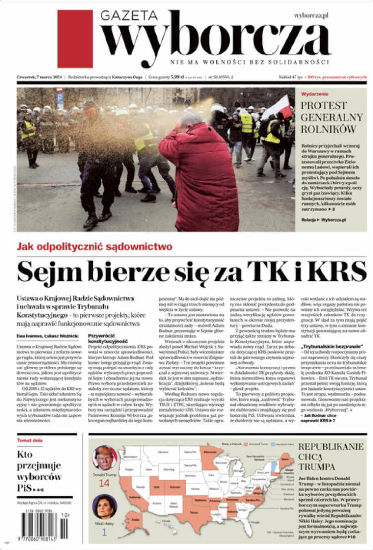 Portada de Gazeta Wyborcza (Polonia)