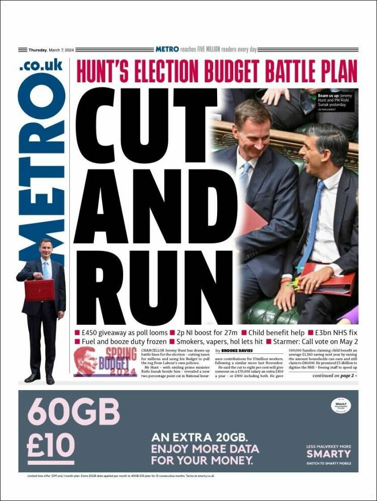 Portada de Metro (Reino Unido)