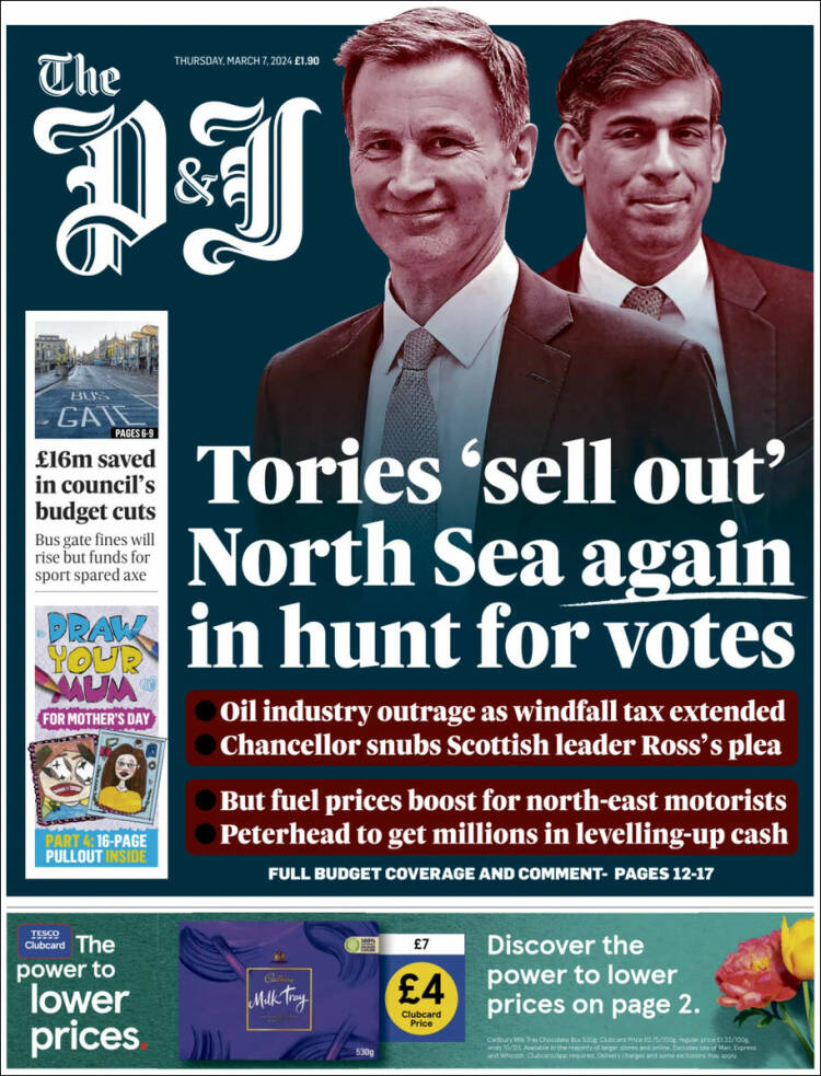 Portada de The Press and Journal (Reino Unido)