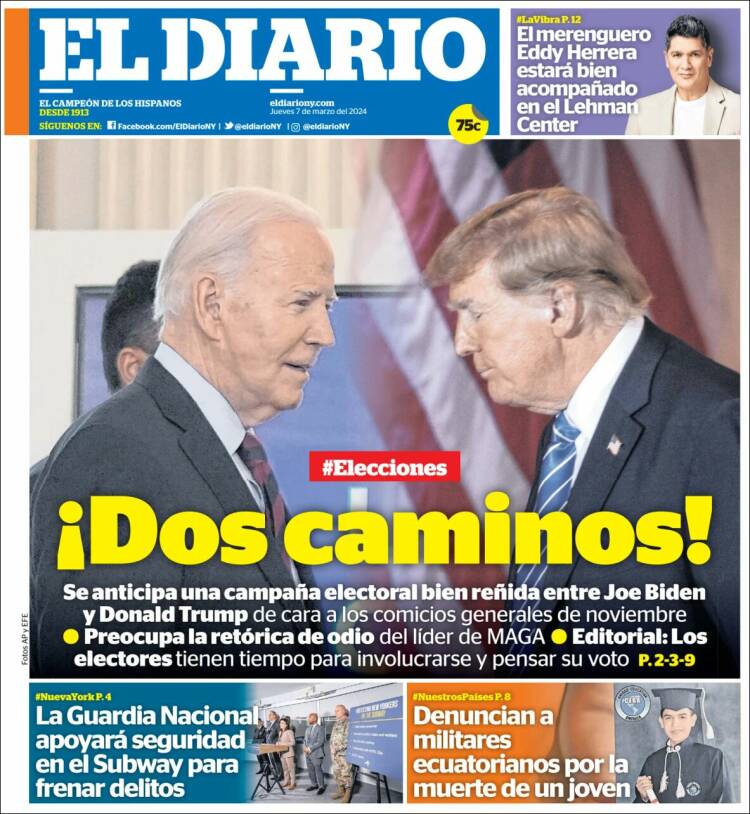 Portada de El Diario NY (USA)