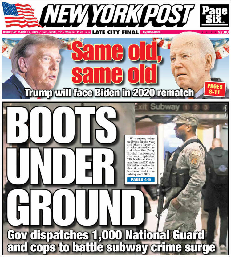 Portada de New York Post (USA)