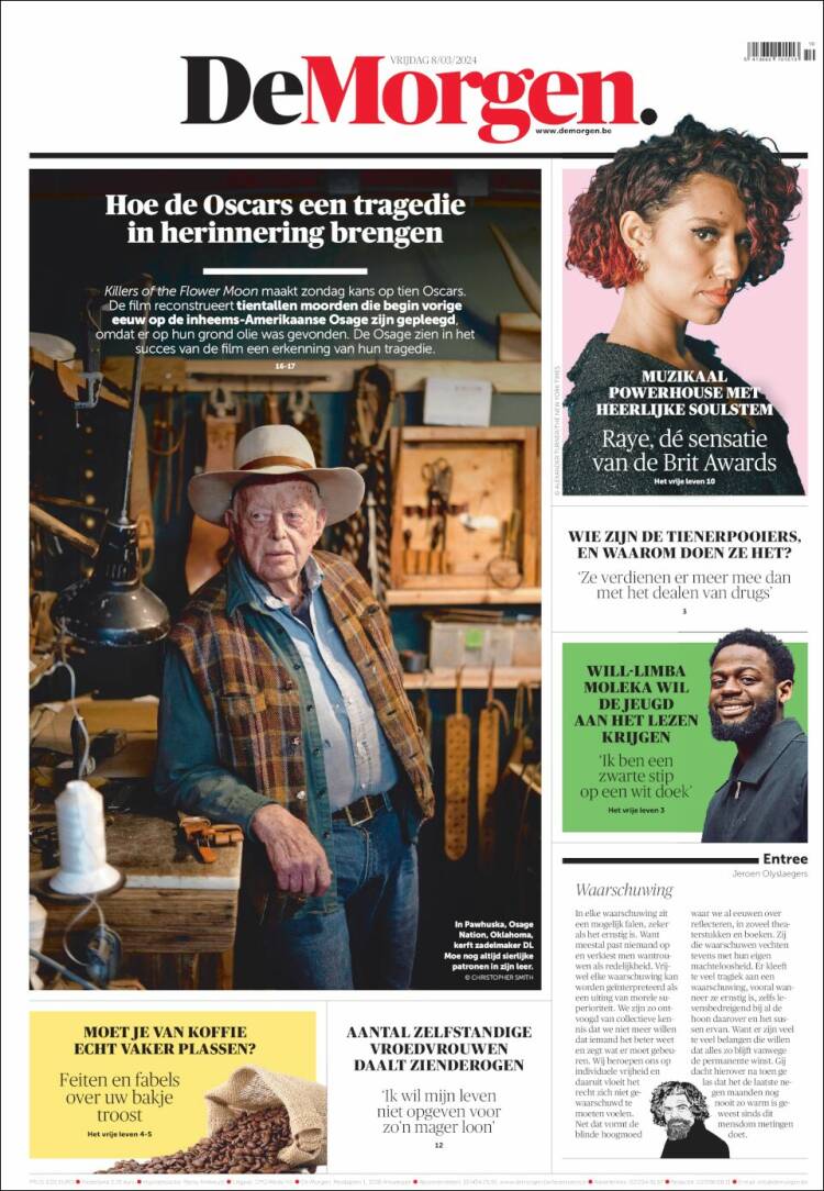 Portada de De Morgen (B&eacute;lgica)