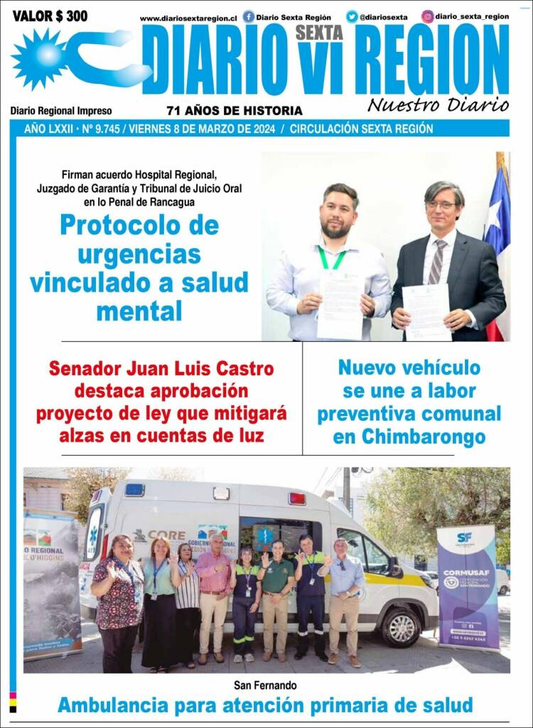 Portada de Diario VI Región (Chile)