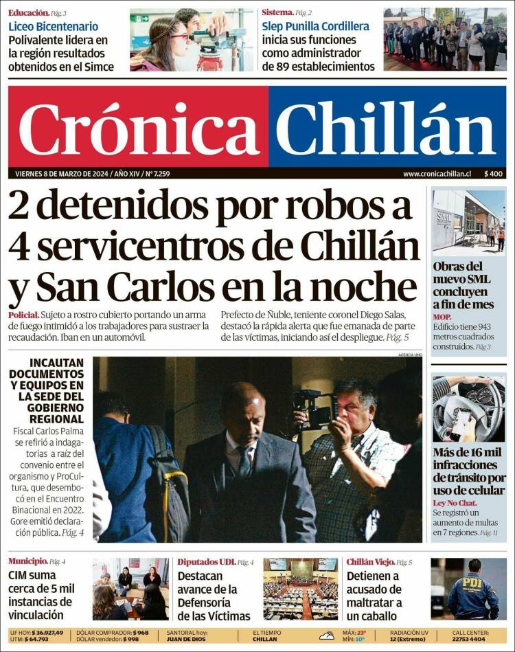 Portada de Crónica Chillán (Chile)