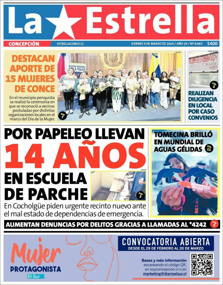 Portada de La Estrella de Concepción (Chile)