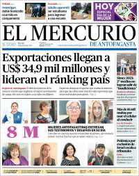 Portada de El Mercurio de Antofagasta (Chile)
