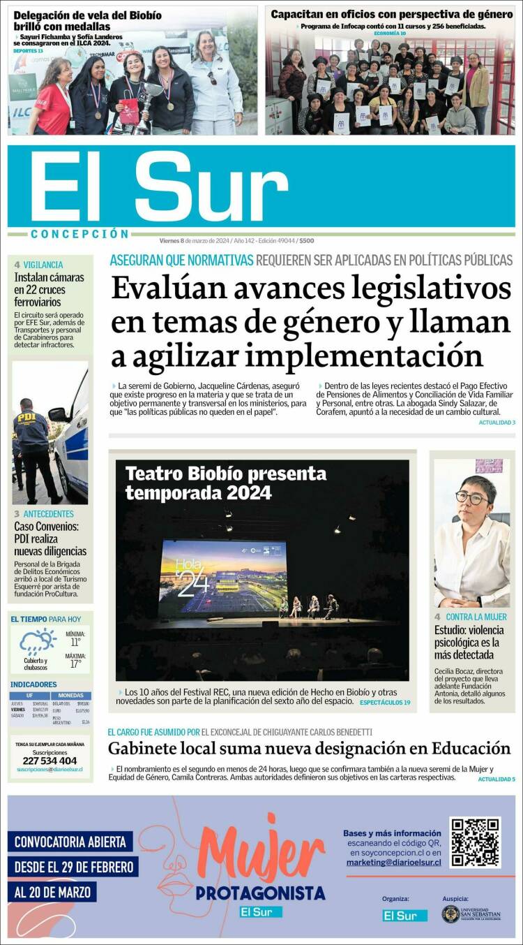 Portada de El Sur (Chile)