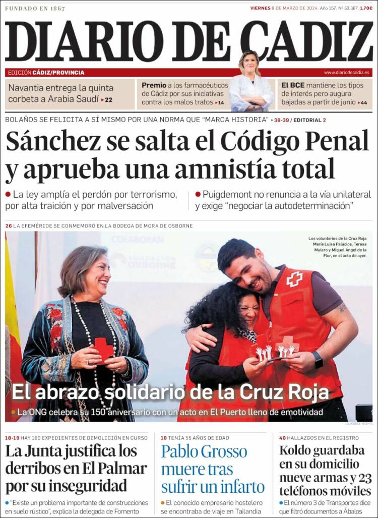 Portada de Diario de Cádiz (España)