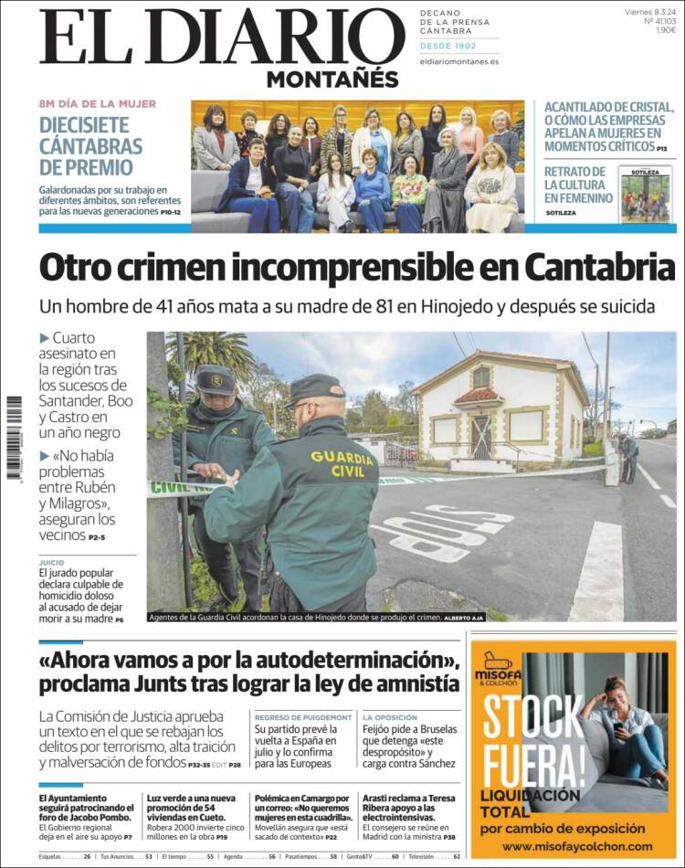 Portada de El Diario Montañés (España)