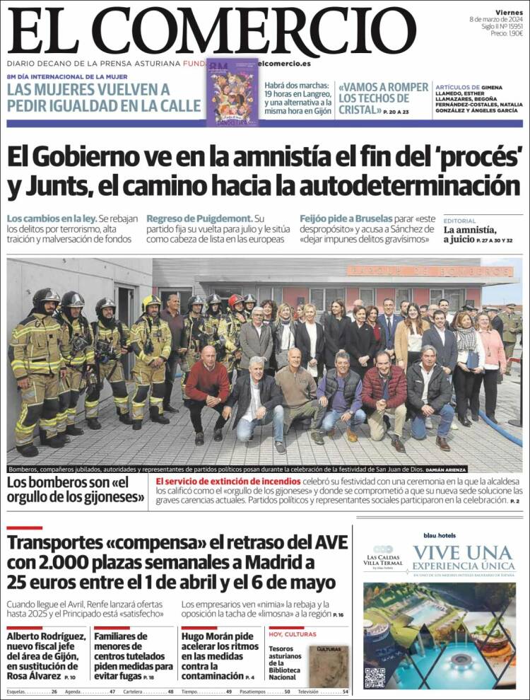 Portada de El Comercio - Gijón (España)