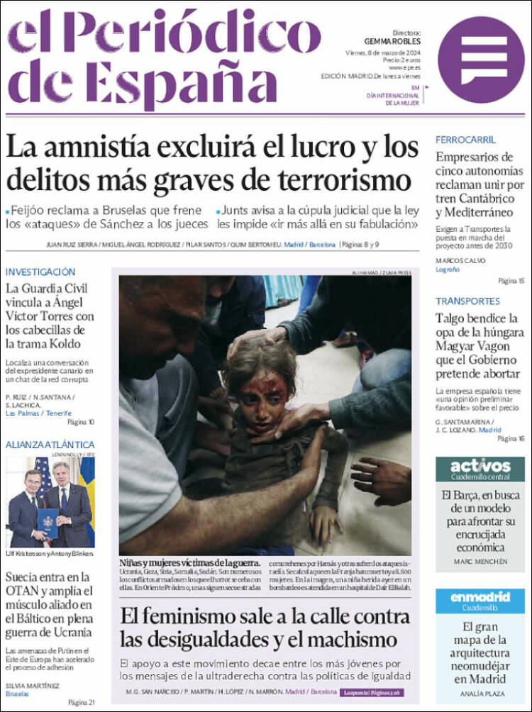 Portada de El Periódico de España (España)