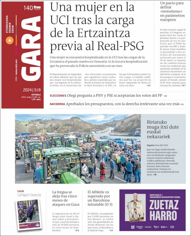 Portada de Gara (España)