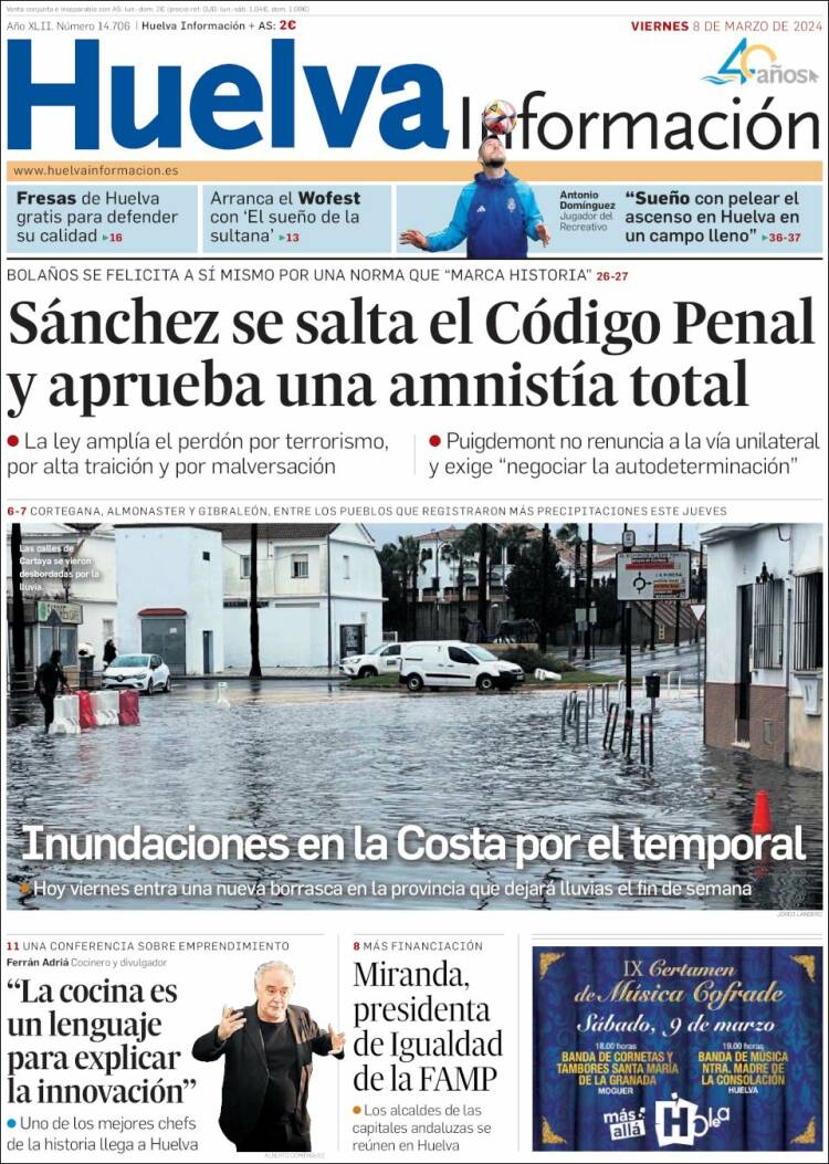 Portada de Huelva Información (España)