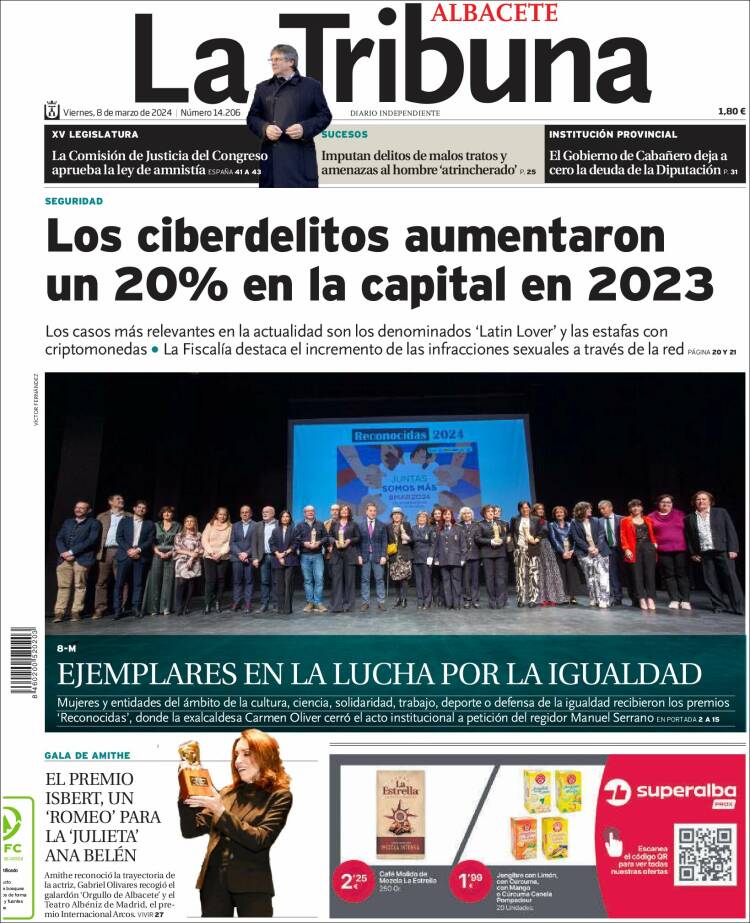 Portada de La Tribuna de Albacete (España)