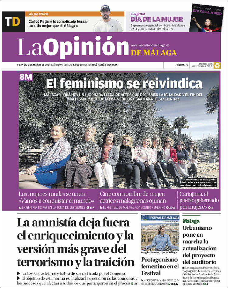 Portada de La Opinión de Málaga (España)