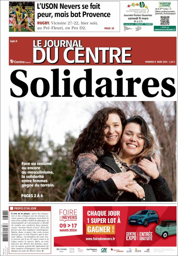 Portada de Le Journal du Centre (Francia)