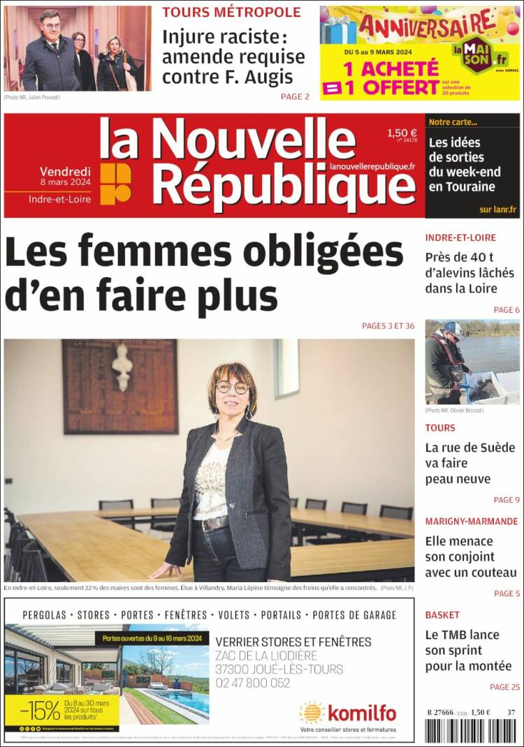 Portada de La Nouvelle Republique (Francia)