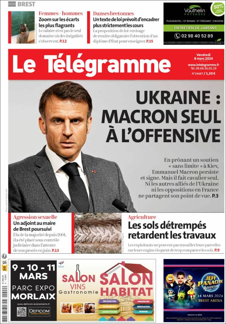 Portada de Télégramme (Francia)