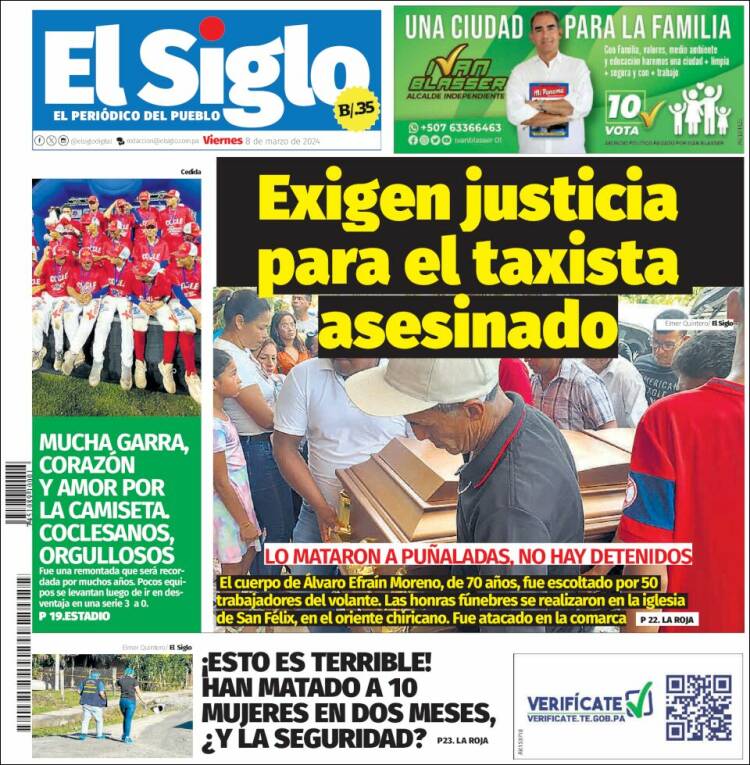 Portada de El Siglo (Panam&aacute;)