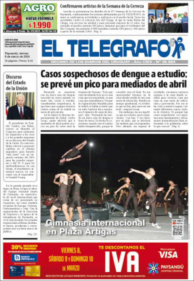 Portada de El Telégrafo (Uruguay)