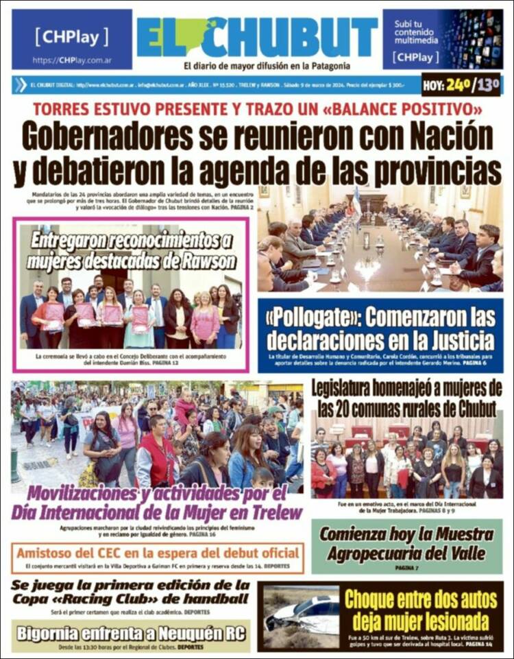 Portada de El Chubut (Argentina)