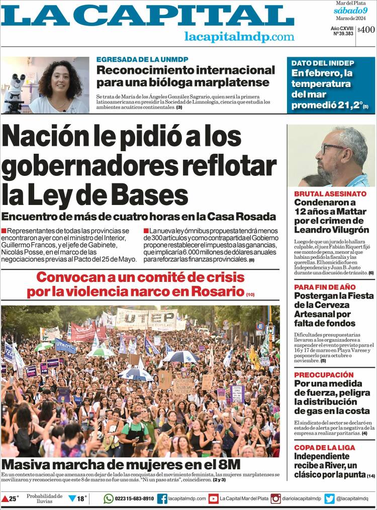 Portada de Diario La Capital - Mar del Plata (Argentina)