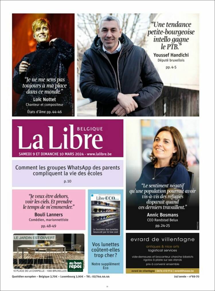 Portada de La Libre.be (B&eacute;lgica)