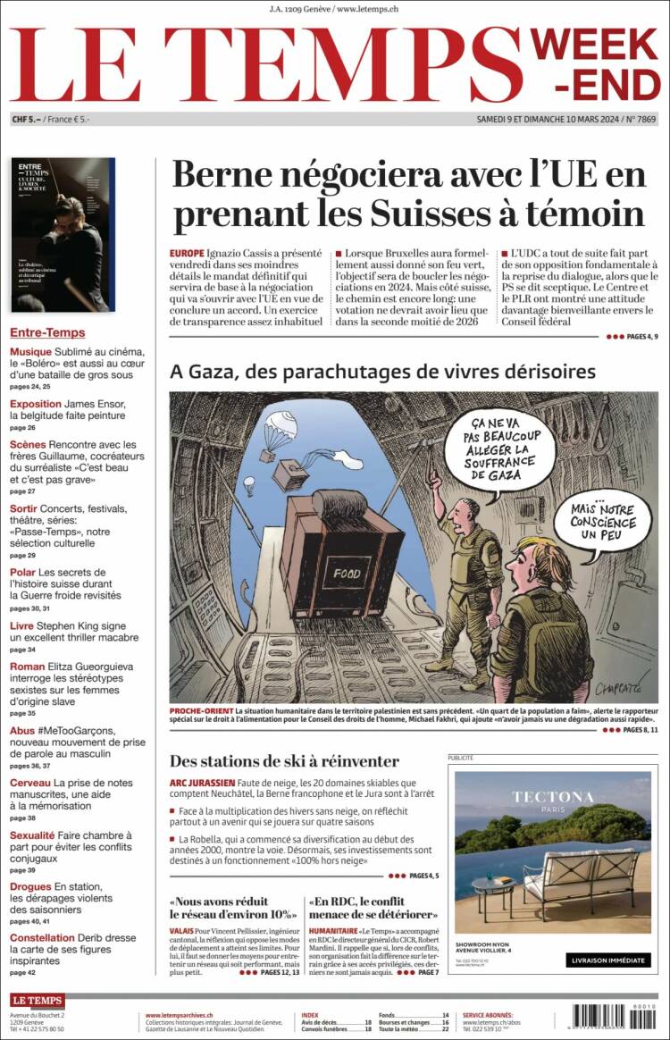 Portada de Le Matin (Suiza)