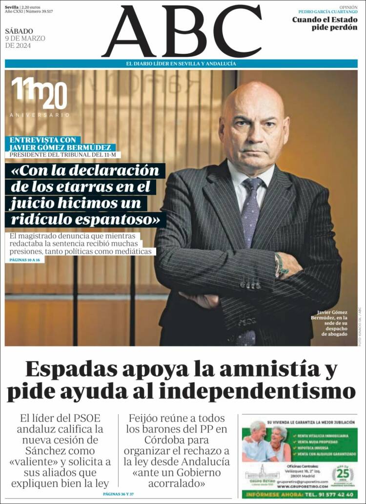 Portada de ABC - Sevilla (Espa&ntilde;a)