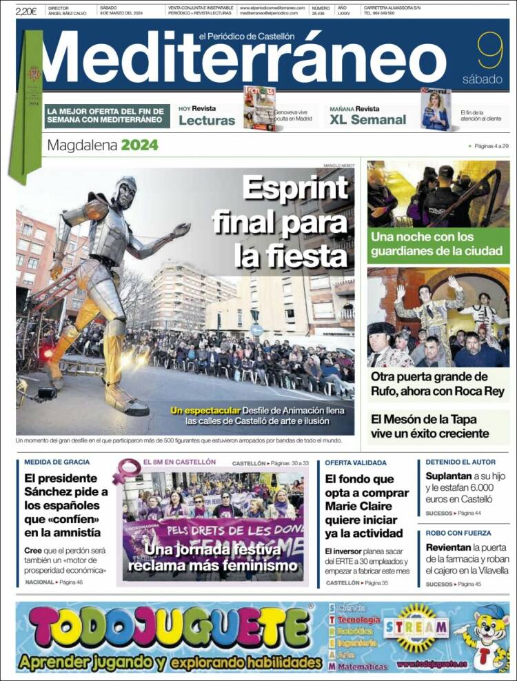 Portada de El Periódico Mediterraneo (Espa&ntilde;a)