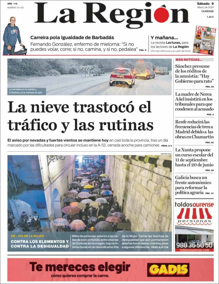 Portada de La Región de Ourense (Espa&ntilde;a)