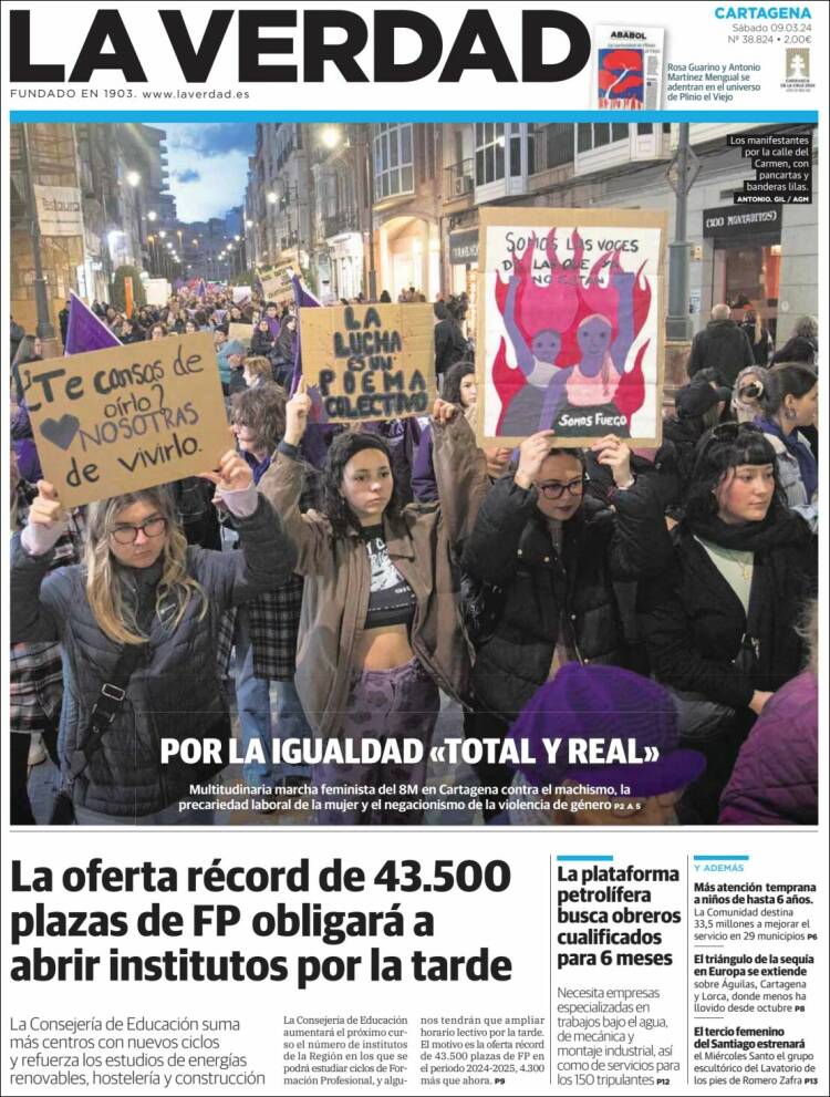 Portada de La Verdad de Cartagena (Espa&ntilde;a)